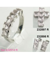Oceľový prsteň s ružovými zirkónmi - 232925A