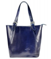 Veľká tmavo modrá kožená dámska kabelka cez rameno L Artigiano - KK-8470