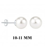 Strieborné náušnice s bielou prírodnou perlou 10-11 mm
