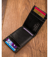 Kožená čierna malá tenká peňaženka iba na karty v krabičke ALWAYS WILD - N007 