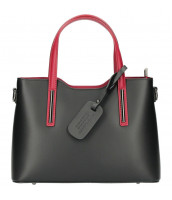 Kožená čierna dámska kabelka s červenými ramienkami do ruky Maila - KK-M9018 