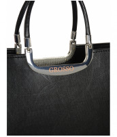 Luxusná kabelka čierna lakovaná, krokodíl GROSSO - S7 