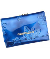 Modrá menšia dámska kožená peňaženka Gregorio s motýľmi RFID v darčekovej krabičke - BT-117